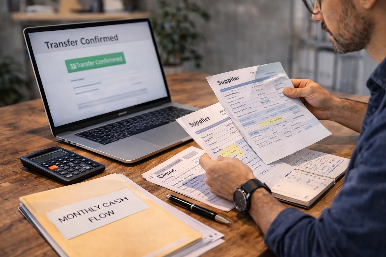 Business owner using a line of credit to manage a short-term cash flow need