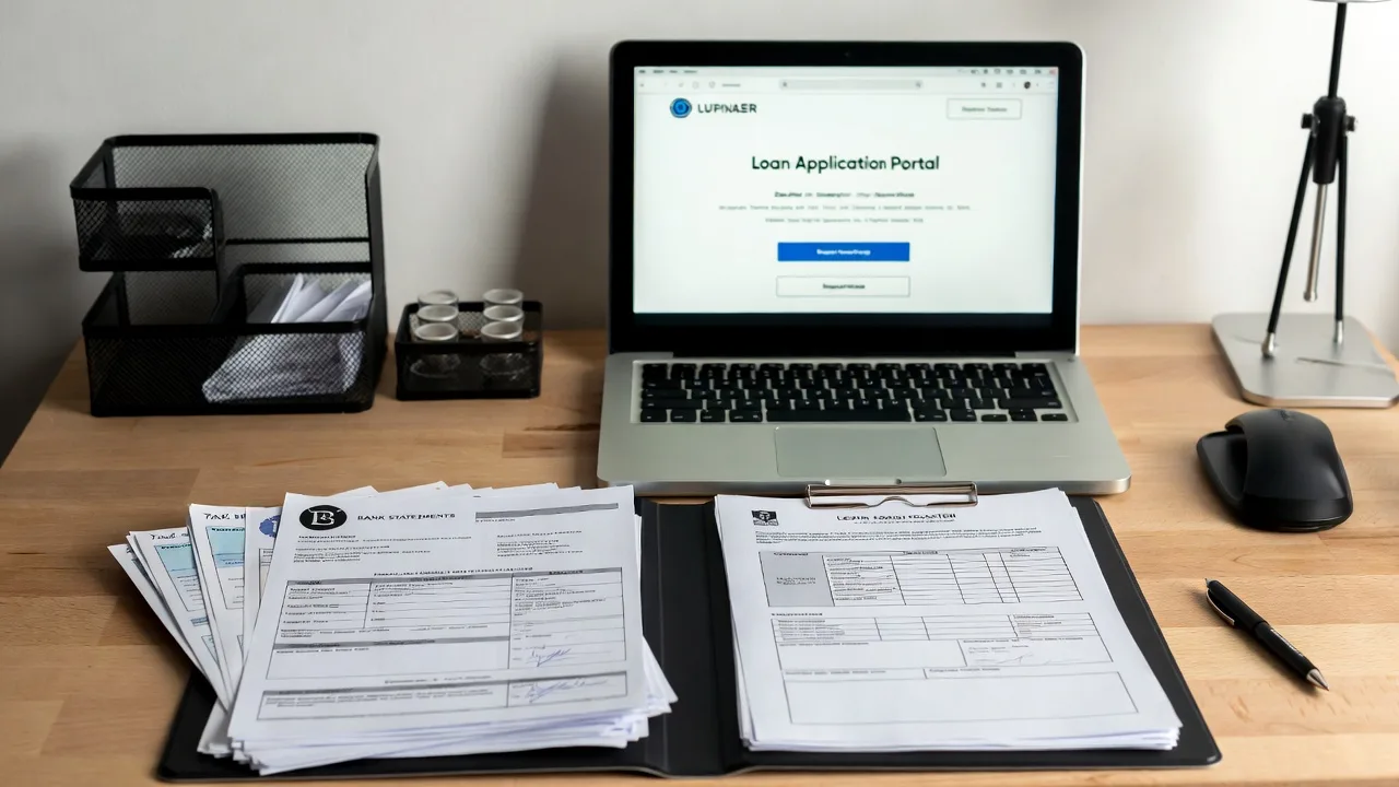 Organized financial and legal documents prepared for a working capital loan application