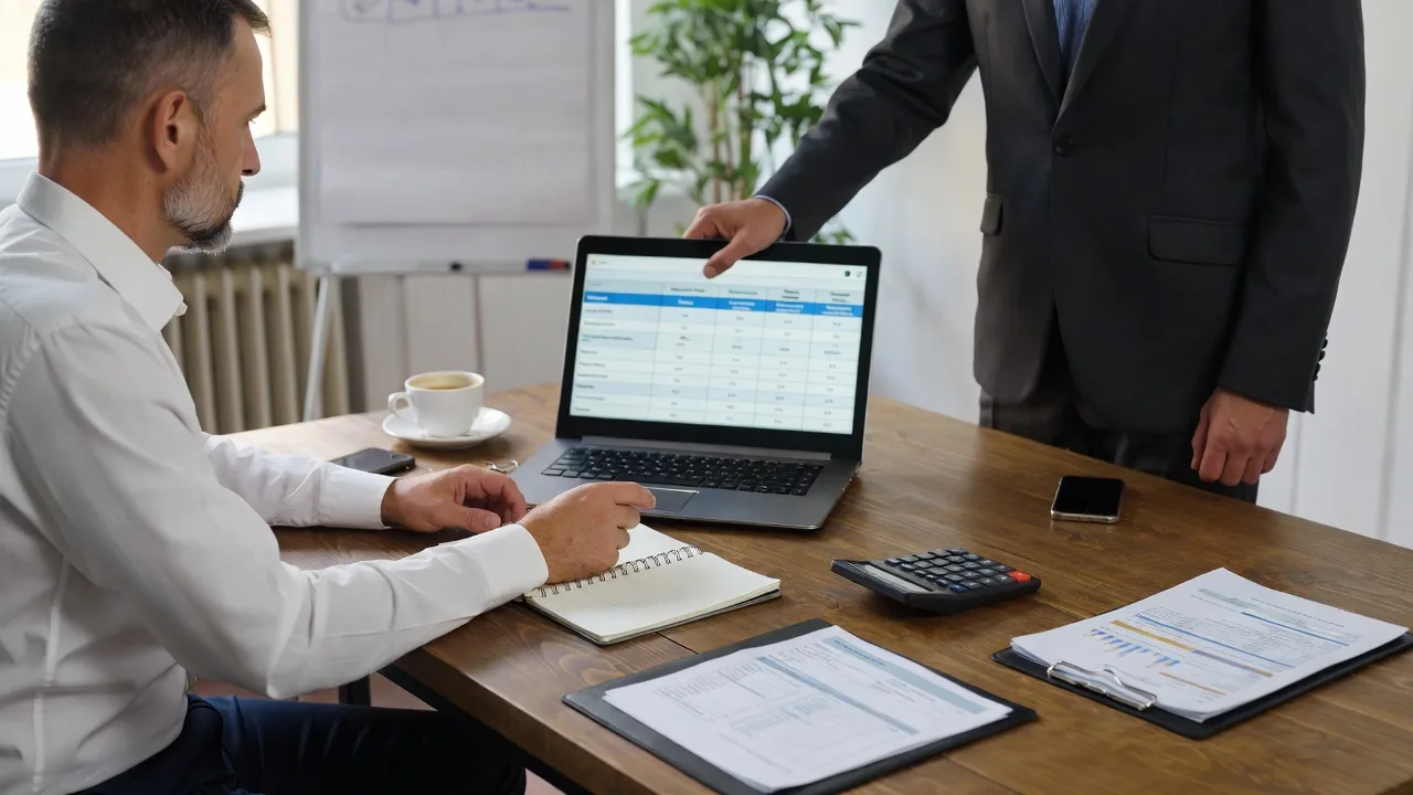 Business owner comparing working capital loan options with a financial advisor