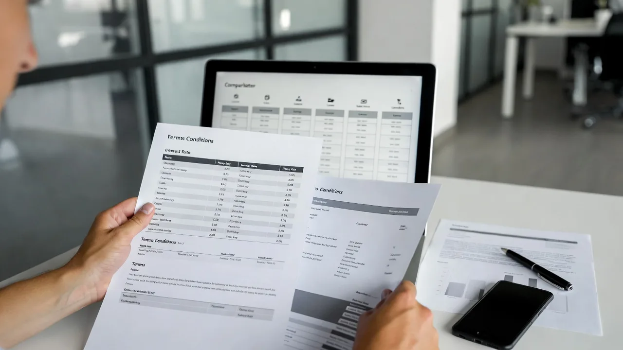 Business owner comparing loan options from different lenders
