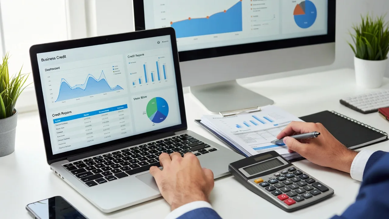 Business owner reviewing personal and business credit reports before applying for a loan