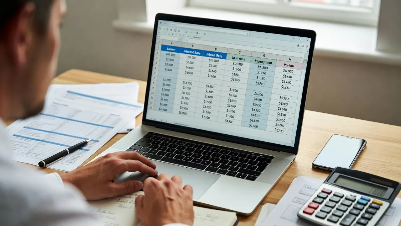 Business owner comparing different business loan options and lender requirements