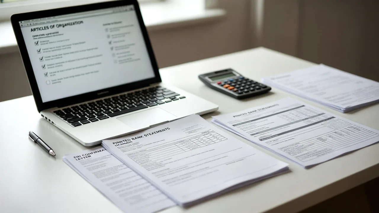 Business loan application documents prepared for an LLC