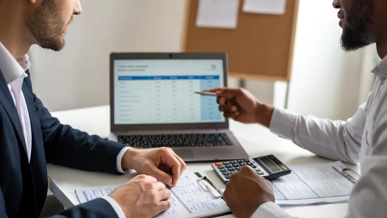 Business owner reviewing SBA microloan repayment terms and costs