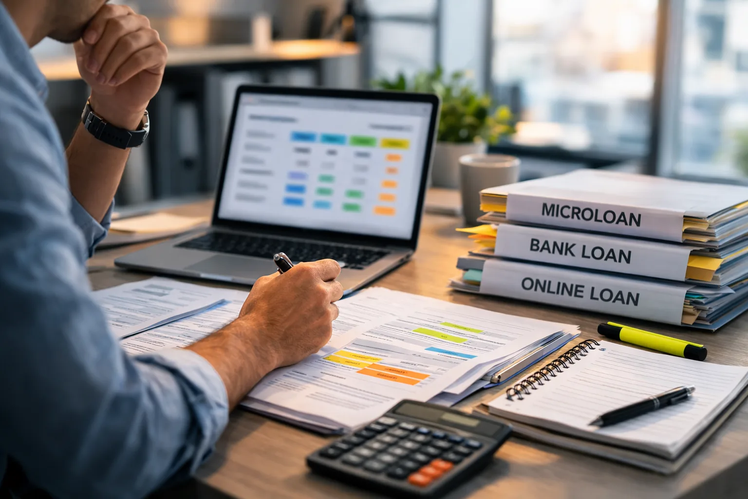 Small business owner comparing SBA microloan and other financing options