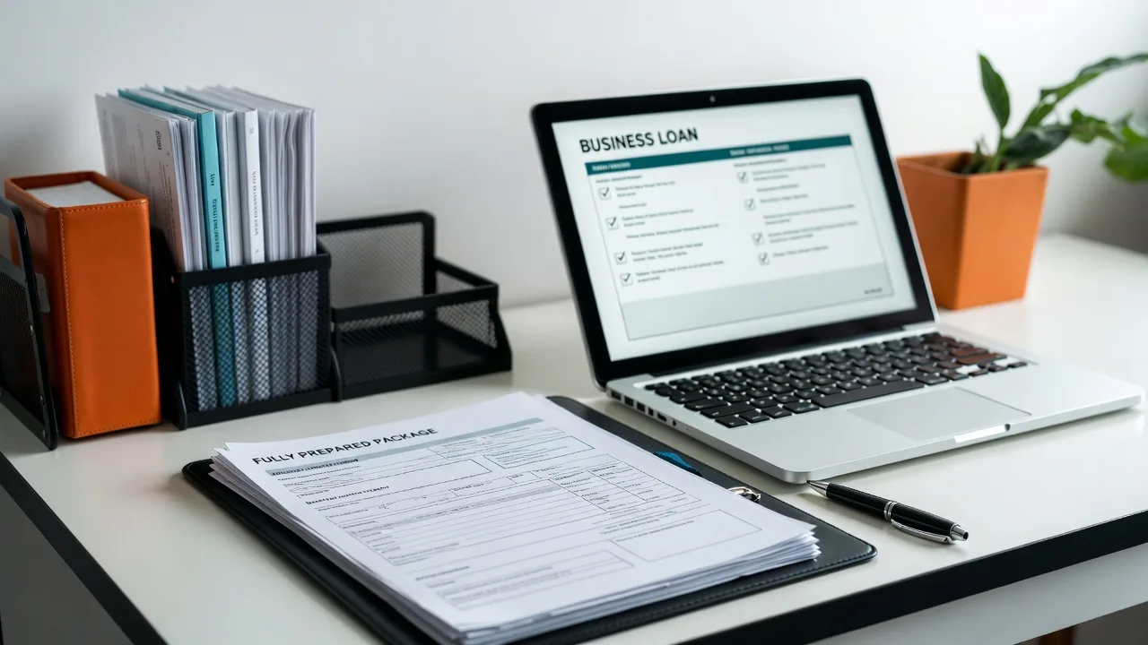 Organized business loan application documents ready for submission