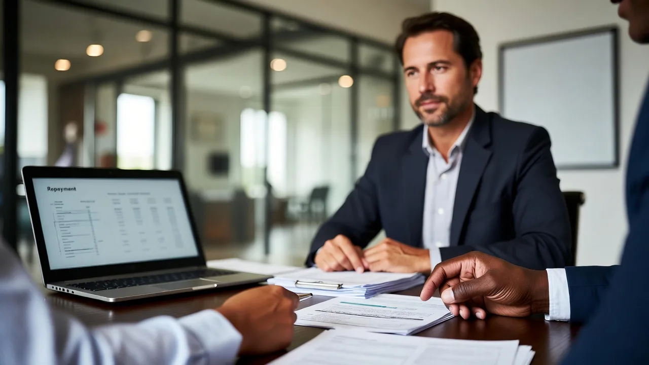 Discussing loan options with a lender.