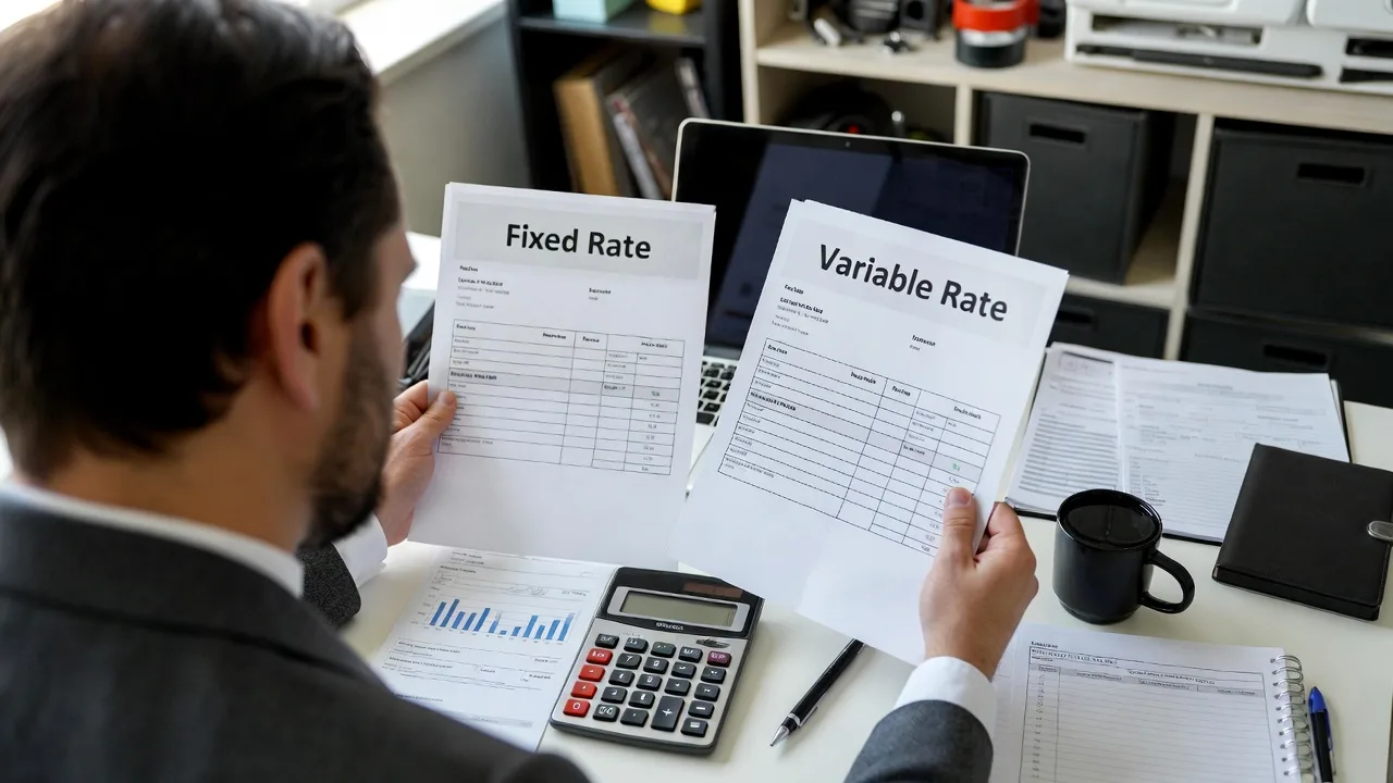 Side-by-side comparison of fixed-rate and variable-rate business loans.