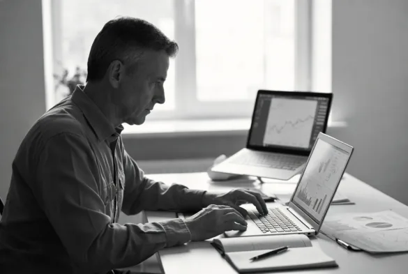 Veteran business owner reviewing financing options and business plan