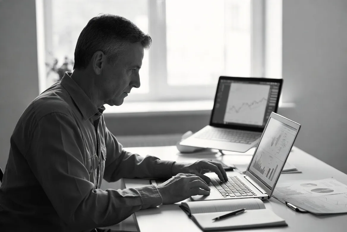 Veteran business owner reviewing financing options and business plan