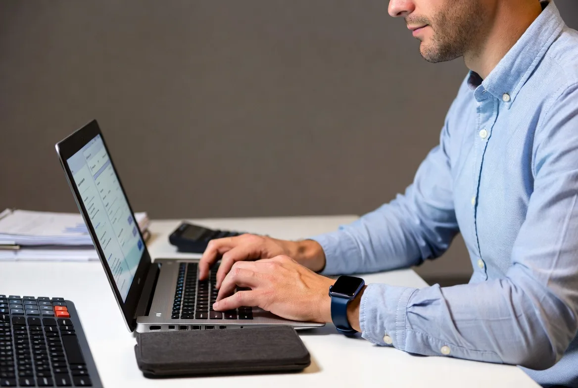 Veteran applying for business loan online with documents